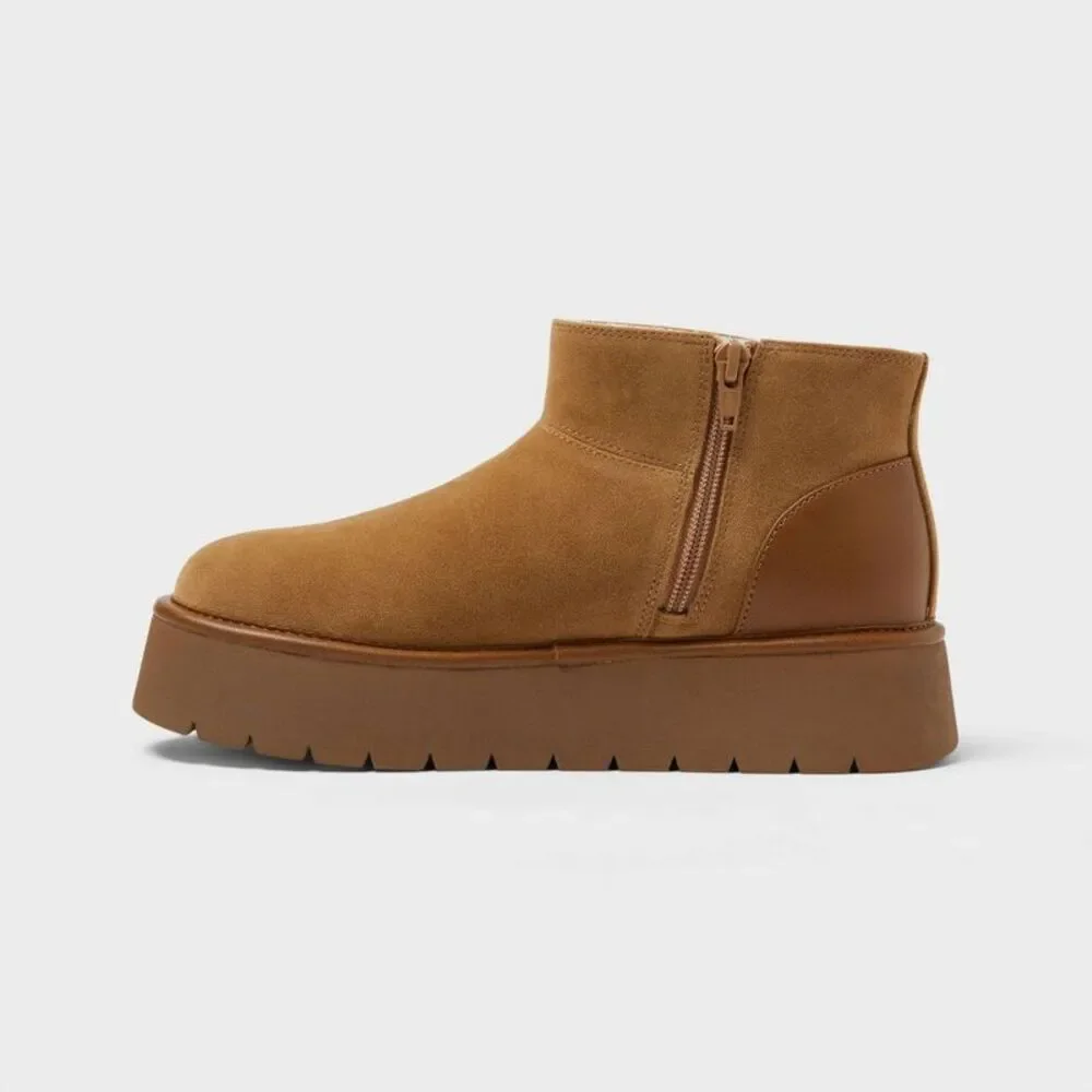 Women’s Missy Faux Suede Boots with Memory Foam Insole - Wild Fable Chestnut 9
